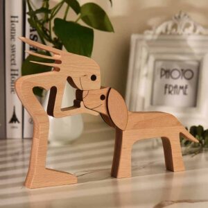 A Woman with Big Floppy Ears Dog Wood Sculpture, Gifts for Dog Lovers, Home Decor for Dog Lovers_2