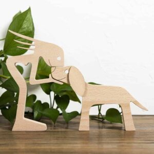 A Woman with Big Floppy Ears Dog Wood Sculpture, Gifts for Dog Lovers, Home Decor for Dog Lovers_5