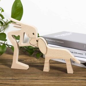 A Woman with Big Floppy Ears Dog Wood Sculpture, Gifts for Dog Lovers, Home Decor for Dog Lovers_6