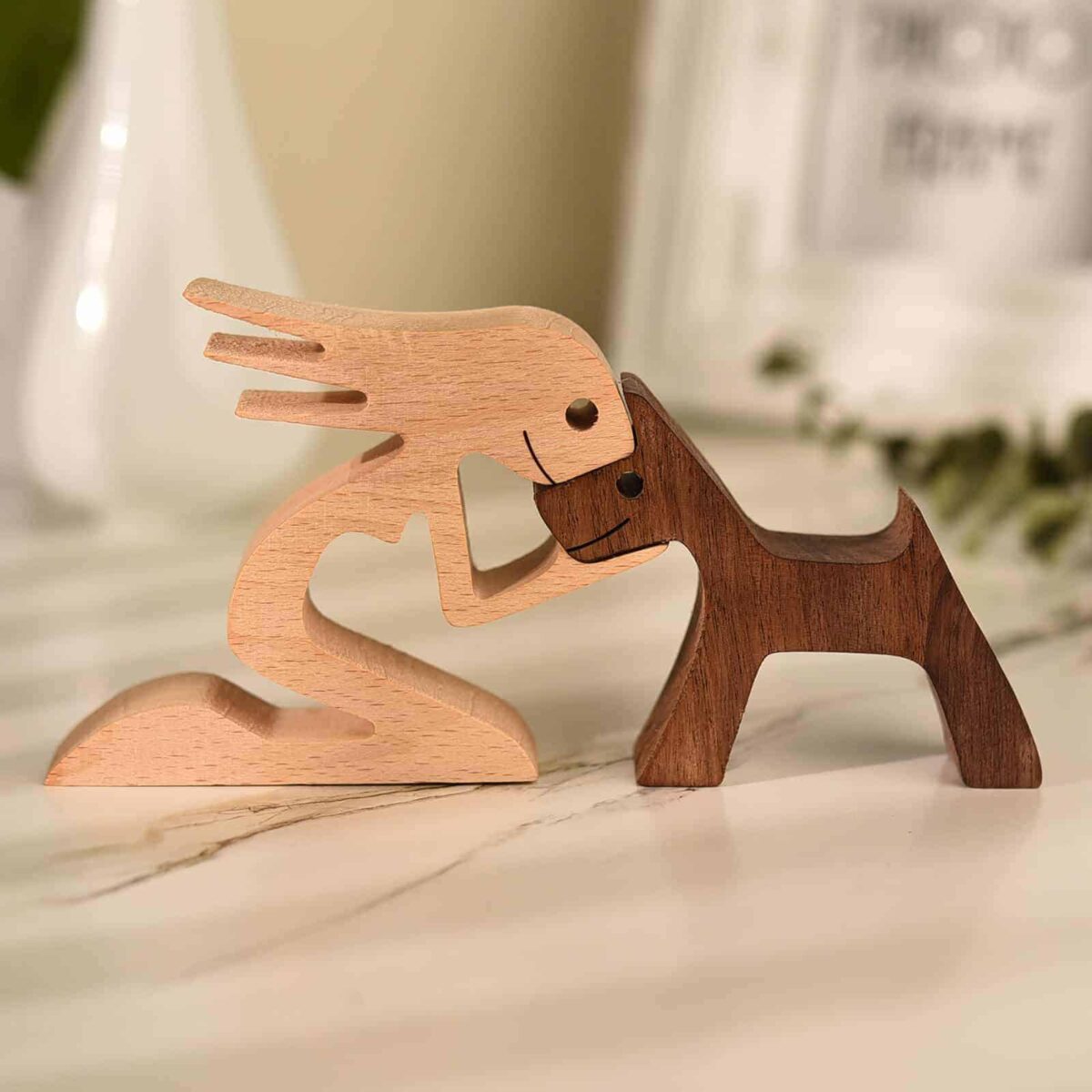 A Woman with Dark Pointy Ears Dog Wood Sculpture_12