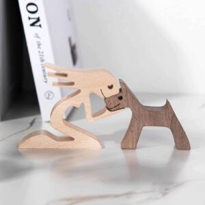 A Woman with Dark Pointy Ears Dog Wood Sculpture_5