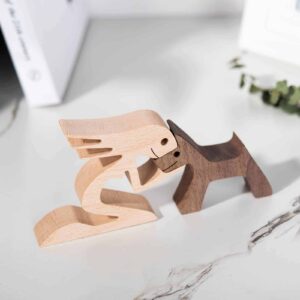 A Woman with Dark Pointy Ears Dog Wood Sculpture_6
