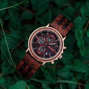 Amaranth wood and stainless steel Handmade men's wooden watches - Gawaine S18-5_1500_17