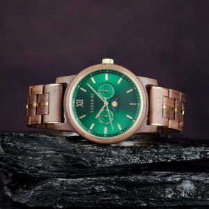BOBO BIRD Men’s Wooden Watches Classic Japanese Miyota advanced Moonphase Movement Walnut Wood Green Sunburst Dial – Hunter_1