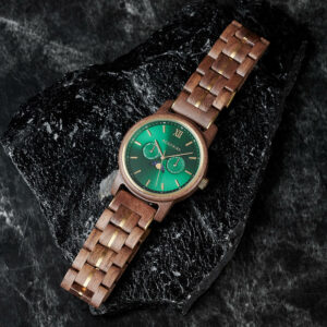 BOBO BIRD Men’s Wooden Watches Classic Japanese Miyota advanced Moonphase Movement Walnut Wood Green Sunburst Dial – Hunter_4