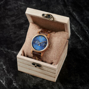 BOBO BIRD Men's Wooden Watches Classic Moonphase Movement Kosso Wood Blue Dial Sailor_5