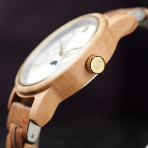 BOBO BIRD Men’s Wooden Watches Classic Moonphase Movement Olivewood Silver Sunburst Dial – Bay_7