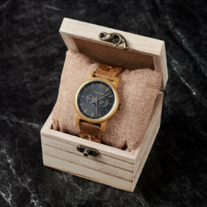 BOBO BIRD Men’s Wooden Watches Classic Moonphase Movement Teak wood Black Sunburst Dial – Maverick_5