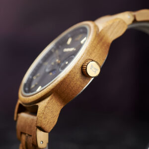 BOBO BIRD Men’s Wooden Watches Classic Moonphase Movement Teak wood Black Sunburst Dial – Maverick_7