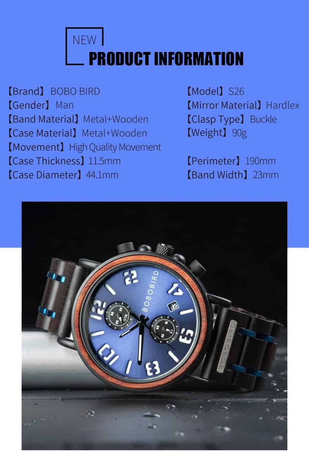BOBO BIRD Wooden Watches S26 Series Product Details 1