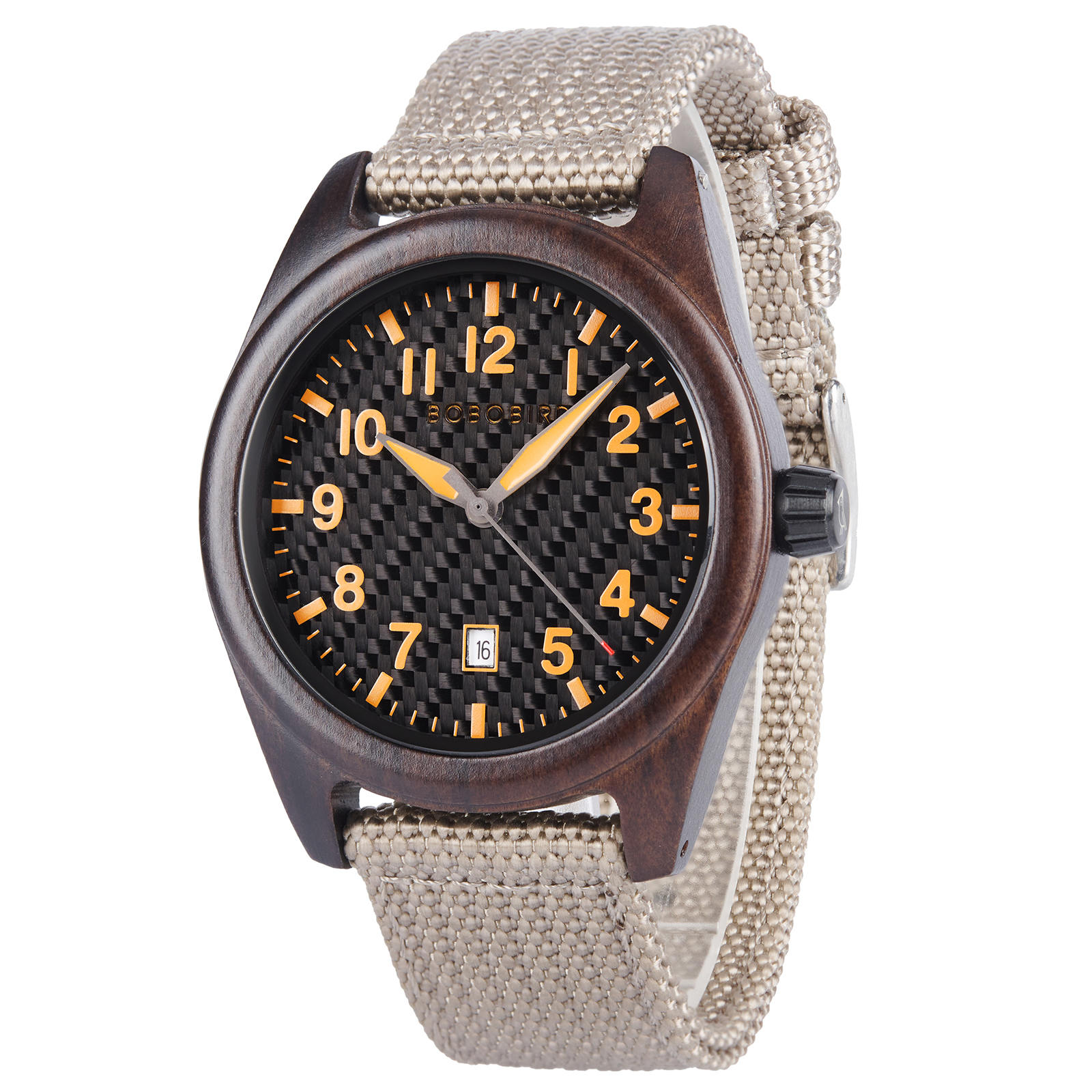 BOBOBIRD Ebony Wood Case Black Nylon Watch 11