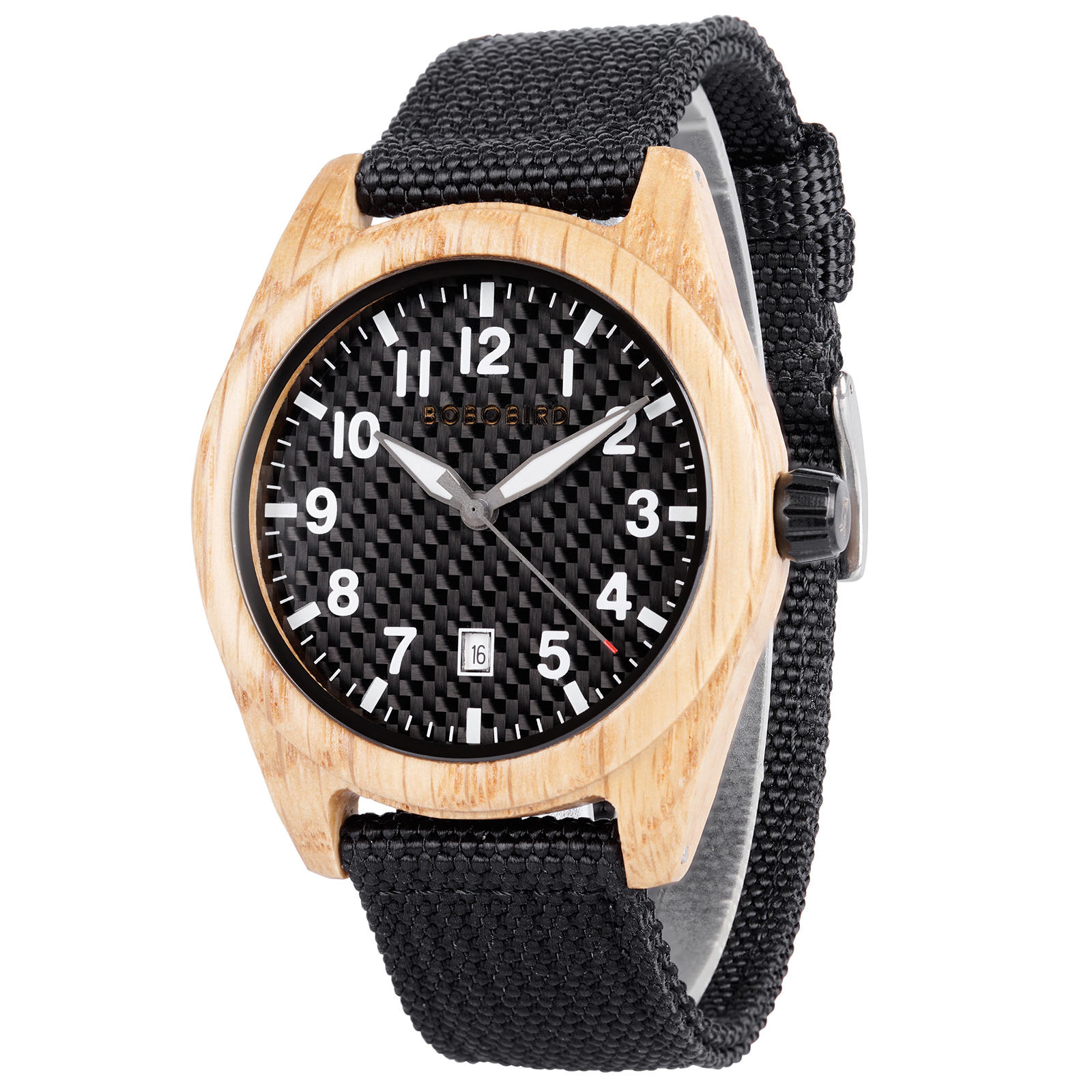 BOBOBIRD Olivewood Case Black Nylon Watch 2