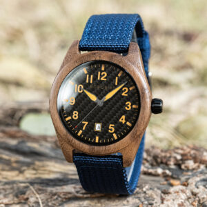 BOBOBIRD Walnut Wood Blue Nylon Band Wristwatch_1_15