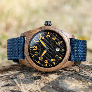 BOBOBIRD Walnut Wood Blue Nylon Band Wristwatch_1_16