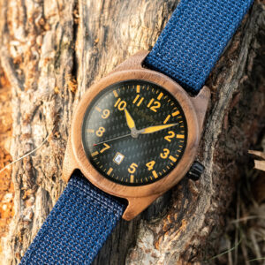 BOBOBIRD Walnut Wood Blue Nylon Band Wristwatch_1_18