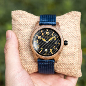 BOBOBIRD Walnut Wood Blue Nylon Band Wristwatch_1_2