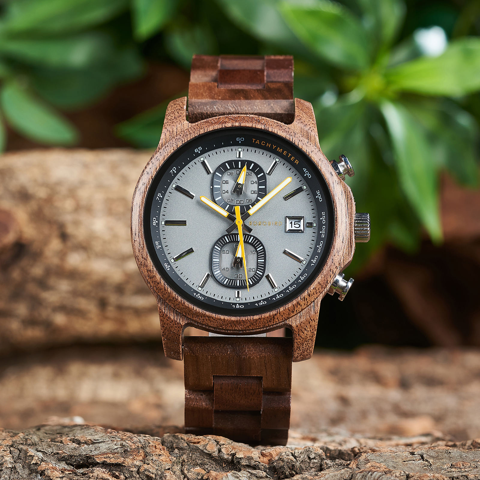 BOBOBIRD Wooden Chronograph Watch for Men Tachymeter Date Display 23