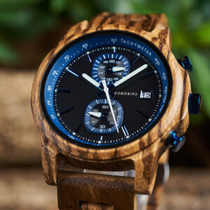 BOBOBIRD Wooden Chronograph Watch for Men - Tachymeter & Date Display_40