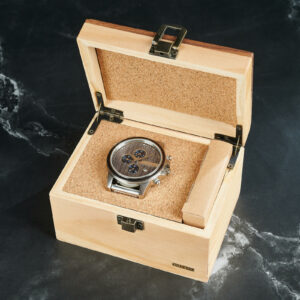 Classic Calendar Chronograph Wood Watch Ebony Dial Stainless Steel 45MM - Limited Edition (12)