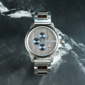Classic Calendar Chronograph Wood Watch Ebony Dial Stainless Steel 45MM - Limited Edition (4)