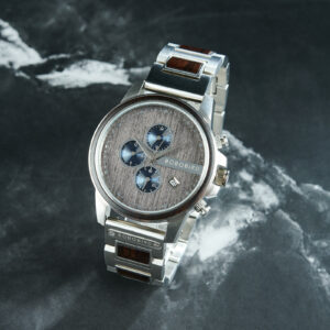 Classic Calendar Chronograph Wood Watch Ebony Dial Stainless Steel 45MM - Limited Edition (5)