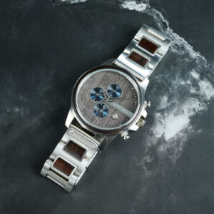Classic Calendar Chronograph Wood Watch Ebony Dial Stainless Steel 45MM - Limited Edition (6)