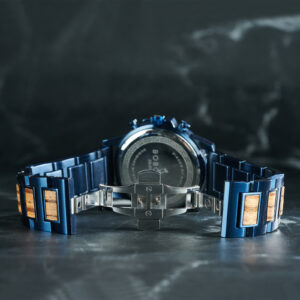 Classic Calendar Chronograph Wood Watch Zebrawood Dial Blue Stainless steel 45MM - Limited Edition (10)