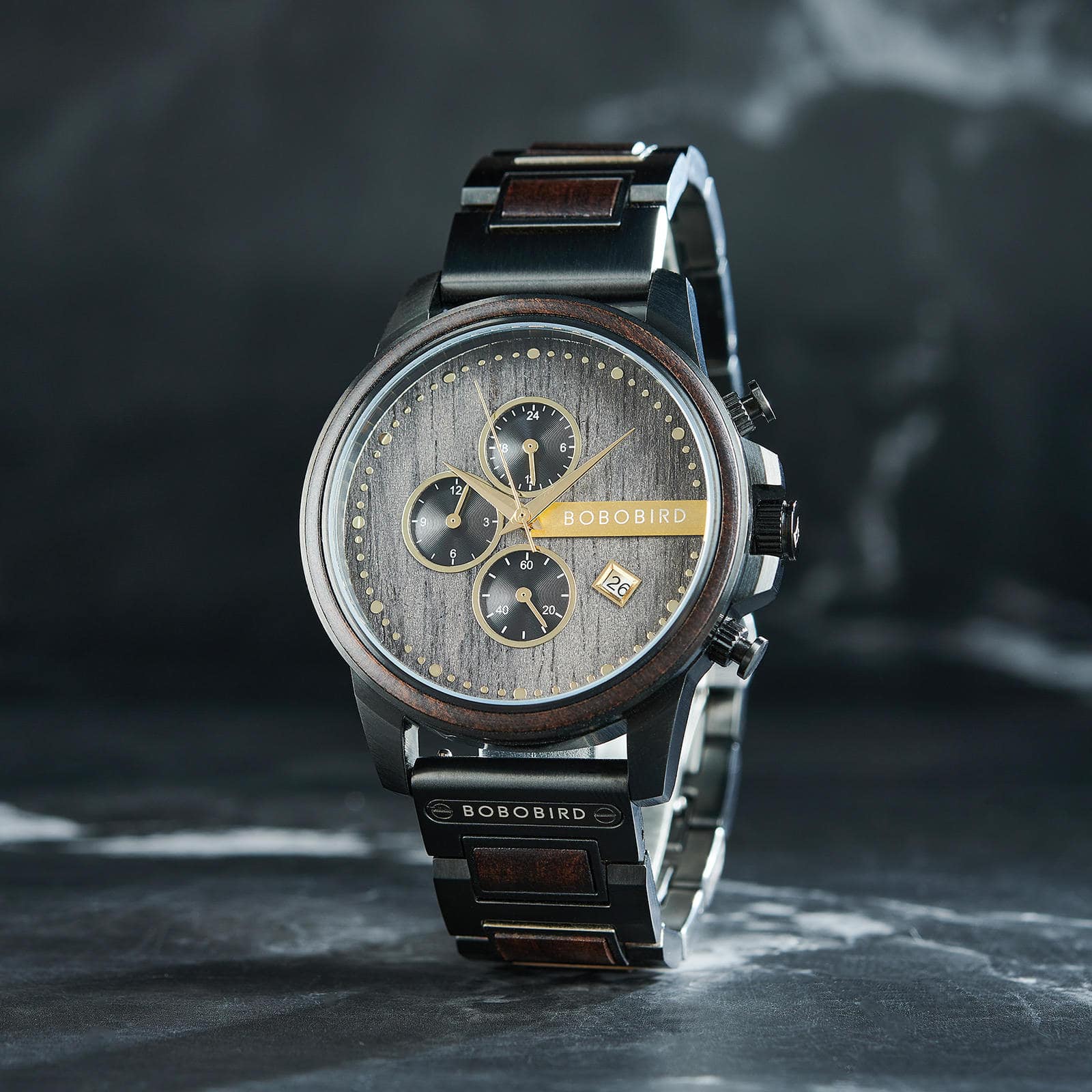 Classic Chronograph Ebony Wood Gold 45MM – Limited Edition 2