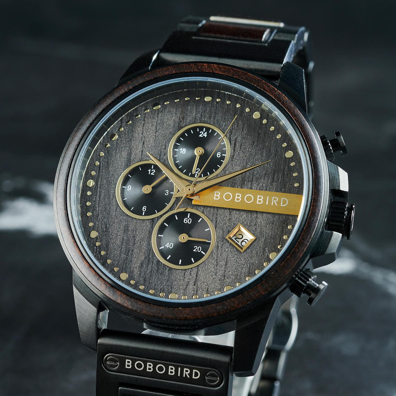 Classic Chronograph Ebony Wood Gold 45MM – Limited Edition 6