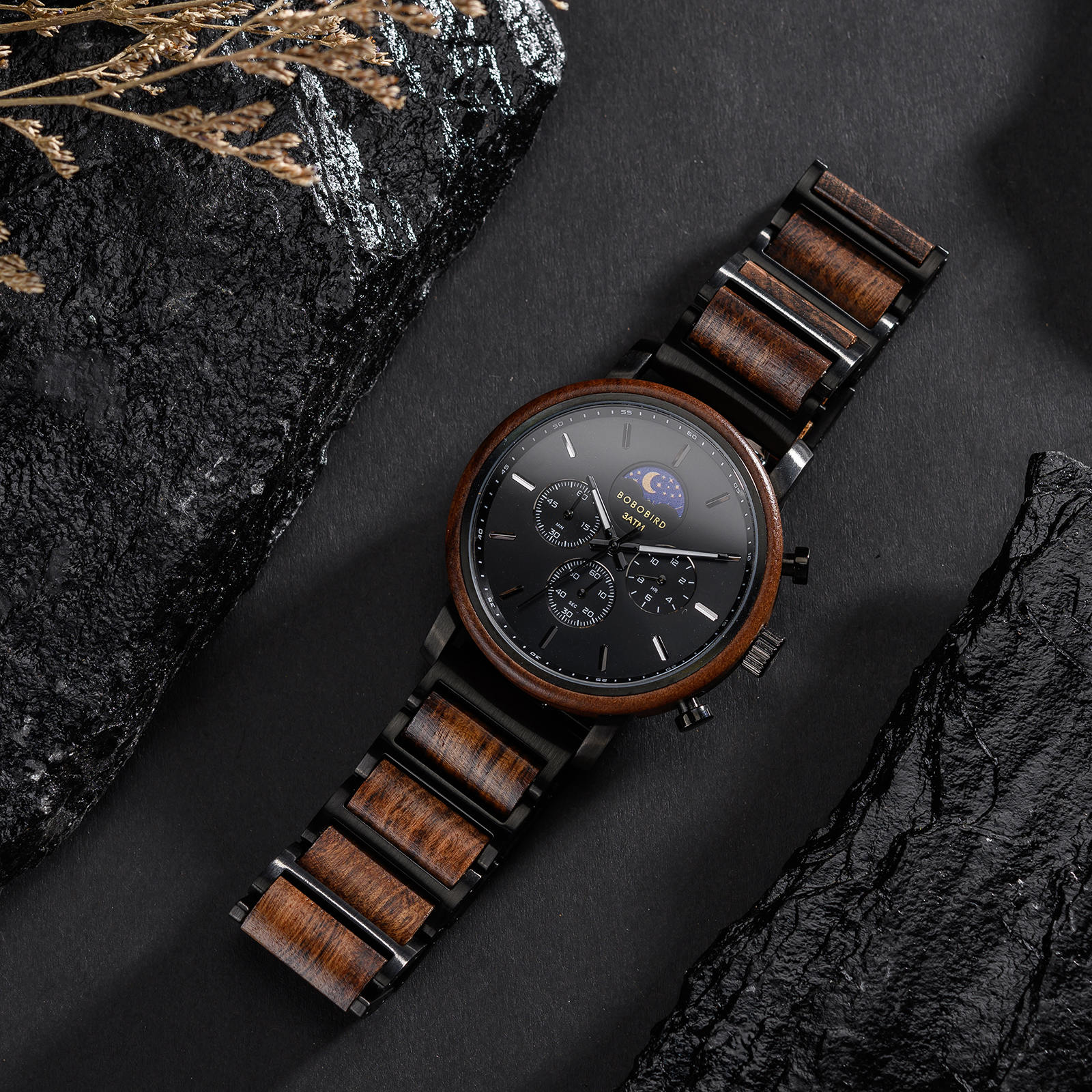 Classic Chronograph Moonphase Tigerwood Black 6