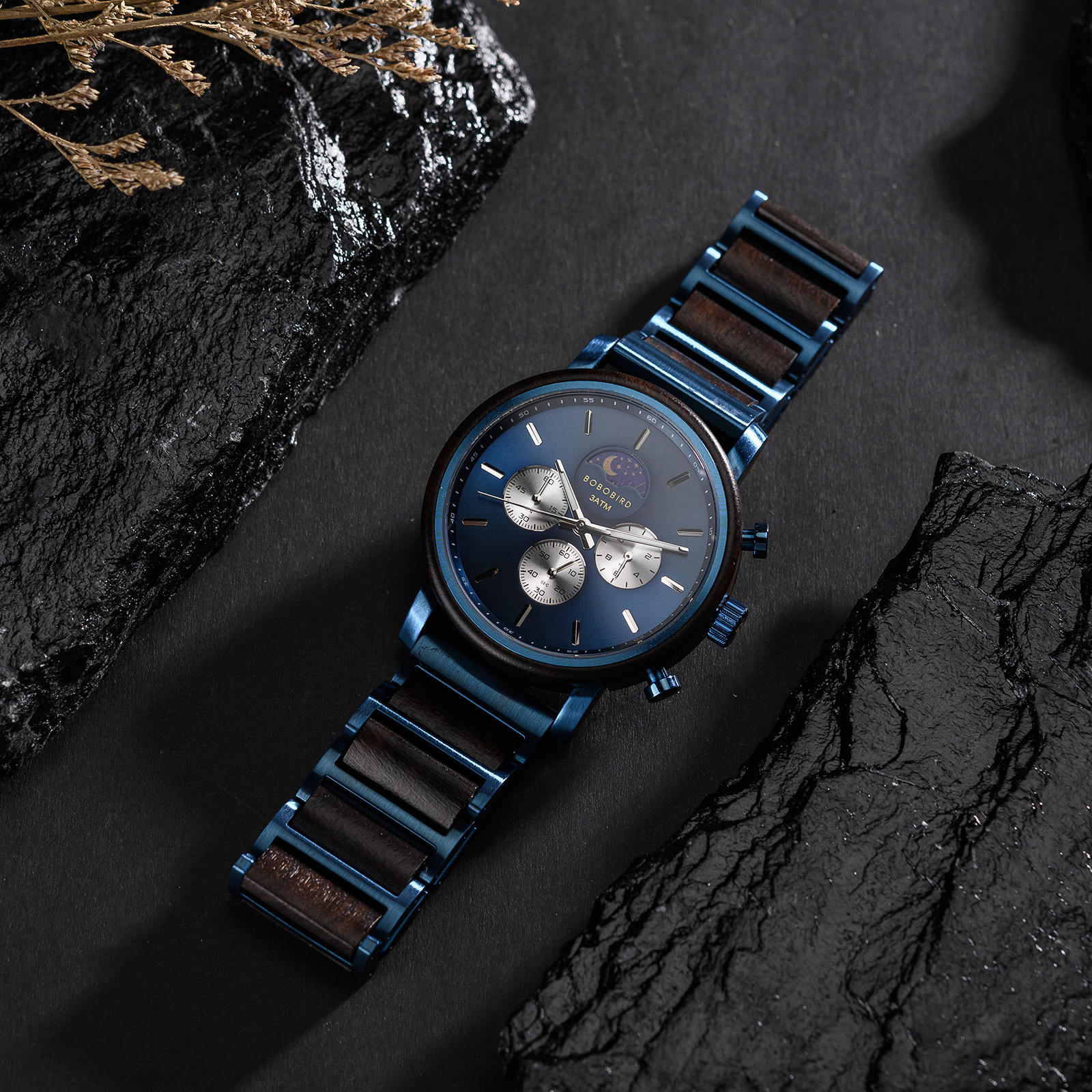Classic Chronograph Moonphase Watch Ebony Blue 17