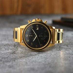 Classic Chronograph Wooden Watch Ebony Wood Gold Limited Edition_3_15