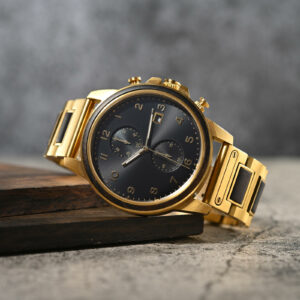 Classic Chronograph Wooden Watch Ebony Wood Gold Limited Edition_3_2