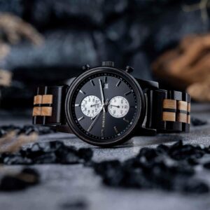 Classic Men's Wooden Watches Ebony Oak Black Chronograph GT115-1_20