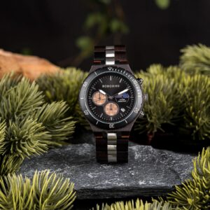 Classic Multifunctional Chronograph Moonphase Wooden Watch Ebony Black - Hunter_7