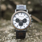 Classic Natural Ebony & Marble Handmade Mens Wooden Watch - Aurora