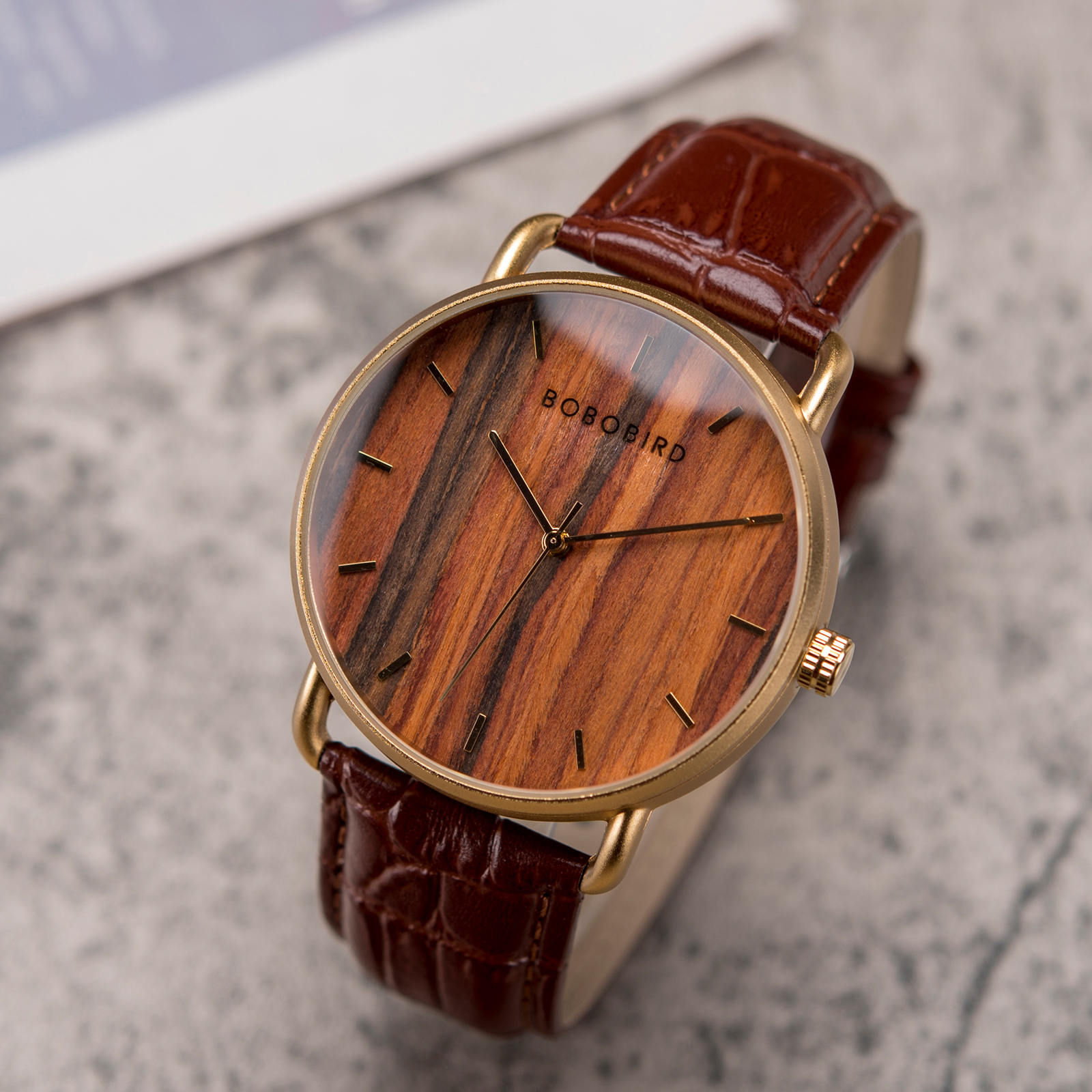 Classic Wood Watch Rosewood Gold GT058-3A