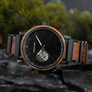 Classics Automatic Wooden Watch Collection Tigerwood Black - Boshū_8