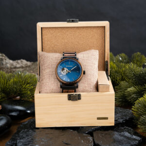 Classics Automatic Wooden Watch Collection Tigerwood Blue - Boshū_17
