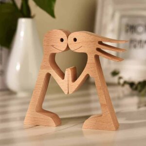 Couple Man and Woman Stand Wood Sculpture, Couple Wooden Carving Gifts Home Decor_3