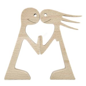 Couple Man and Woman Stand Wood Sculpture, Couple Wooden Carving Gifts Home Decor_4