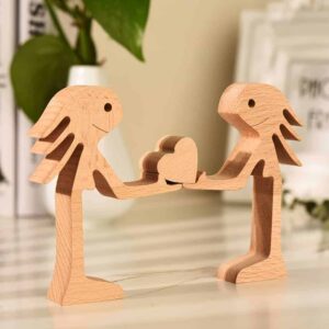 Couple Woman and Woman Wood Sculpture, Couple Wooden Carving Gifts, LGBT Lesbian Valentine Wooden Gifts, Bessgear Unique Custom Valentine Gifts_2