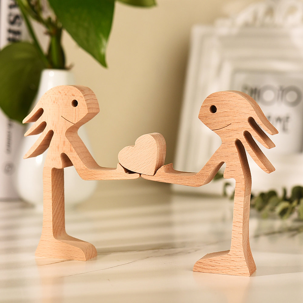 Couple Woman and Woman Wood Sculpture, Couple Wooden Carving Gifts, LGBT Lesbian Valentine Wooden Gifts, Bessgear Unique Custom Valentine Gifts