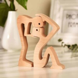 Couple Wood Sculpture, Couple Wooden Carving Gifts, Valentine Wooden Gifts, Bessgear Unique Custom Valentine Gifts 3
