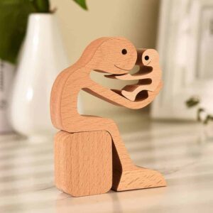 Dad with Children Wood Sculpture, Wooden Home Decor, Fathers Day gift for Him_2