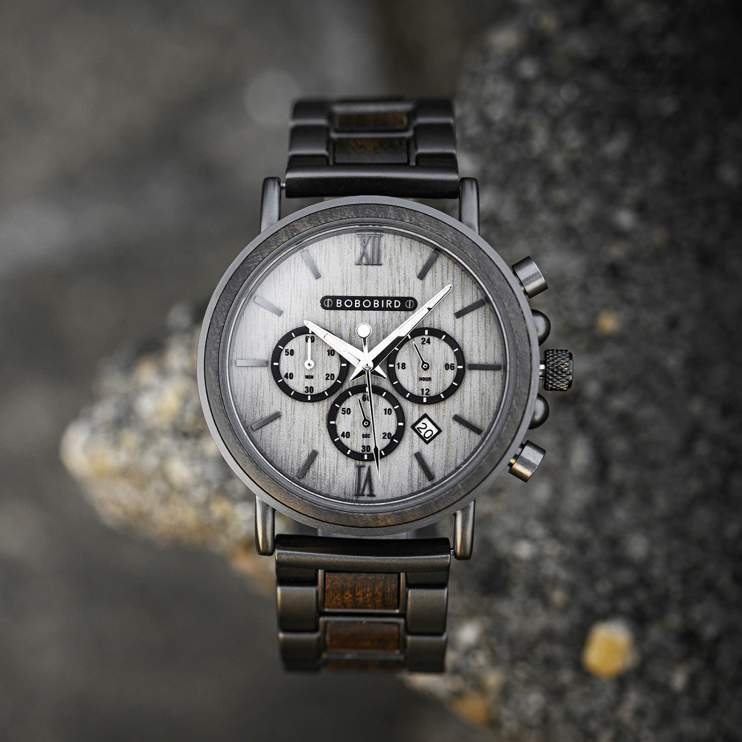 Engraved Wooden Watch For Men Top Brand Luxury Chronograph Military Quartz Watches GT050-2A