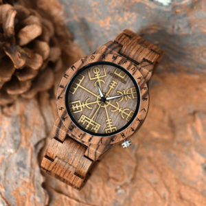 Engraved Wooden Watches The Viking Compass The Runic Compass - Vegvisir T16-3-7