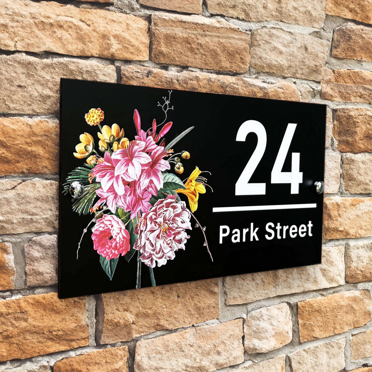 Floral Address Plaque
