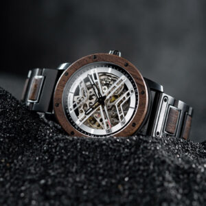Skeleton Watches Automatic Mechanical Walnut Silver