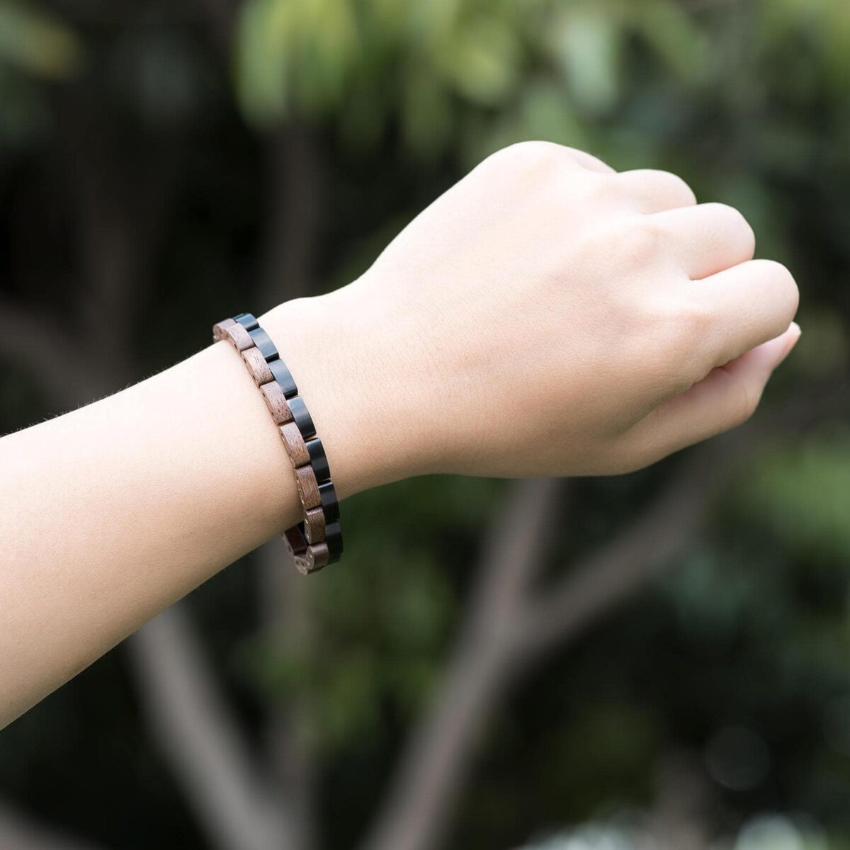 Handmade Natural Walnut Wooden Bracelet - Duet